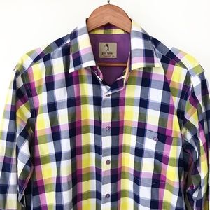 Golf Time Purple Yellow Navy Plaid Button Down